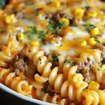 Loaded Cheddar Ranch Beef and Sweet Corn Rotini Bake