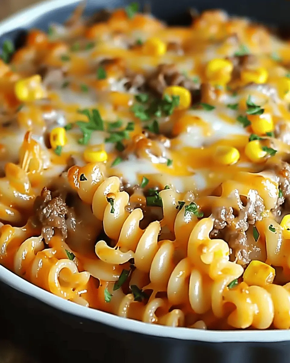 Loaded Cheddar Ranch Beef and Sweet Corn Rotini Bake: Easy Comfort Food