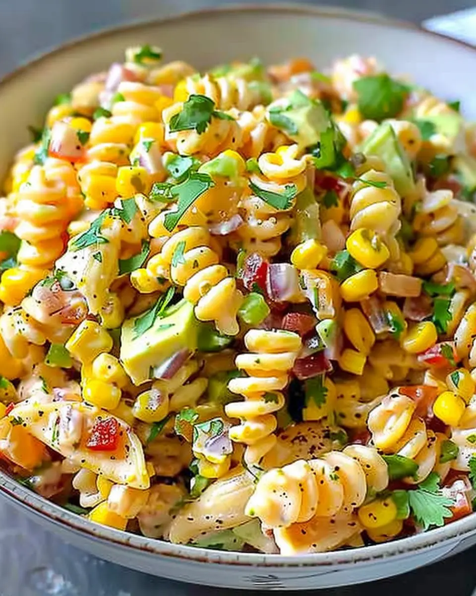Perfect Mexican Street Corn Pasta Salad with Turkey Bacon Delight
