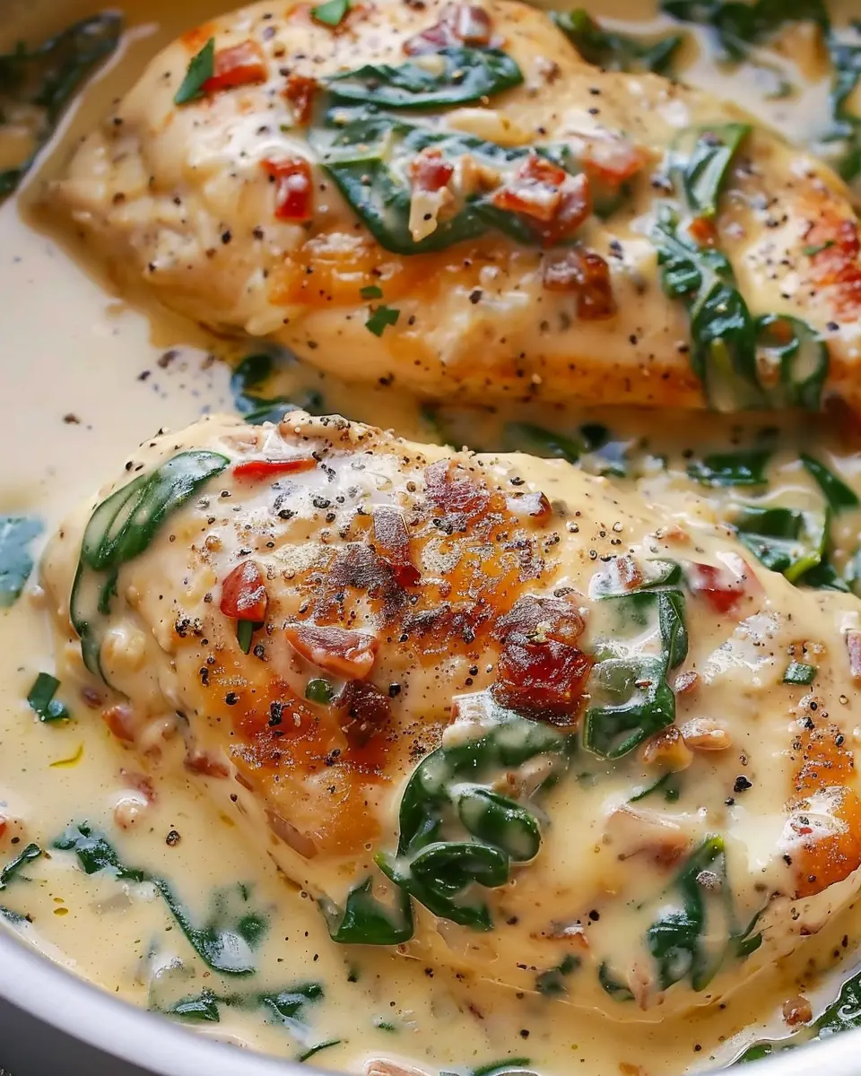 Creamy Chicken Breast in Spinach Parmesan Sauce: A Delightful Dinner