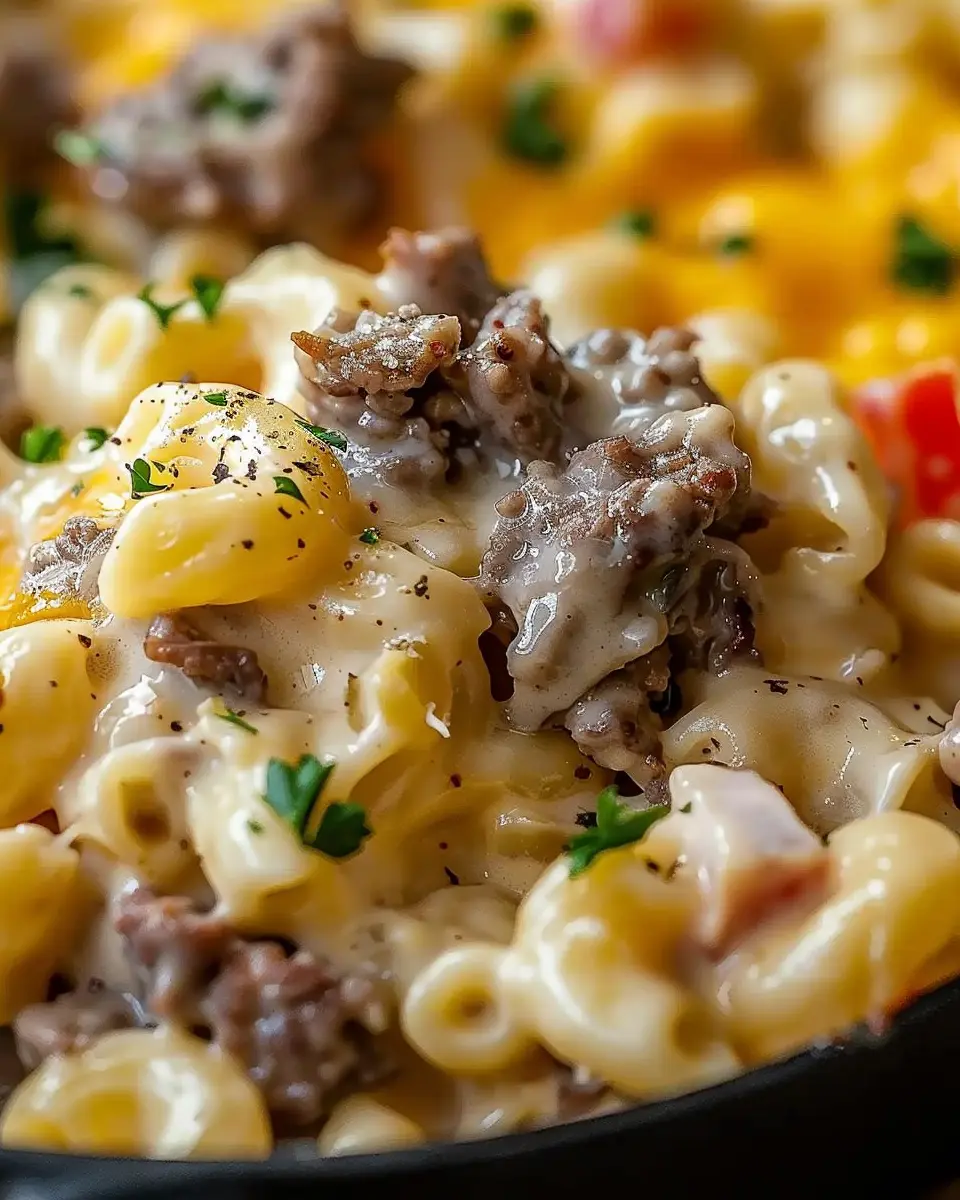 High-Protein Creamy Philly Cheesesteak Mac &amp; Cheese Delight