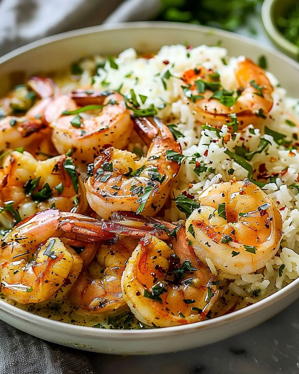 Creamy Herb Rice with Garlic Butter Shrimp: The Best Comfort Bowl