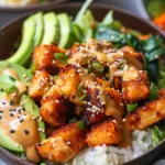 Crispy Bang Bang Salmon Bites Bowls
