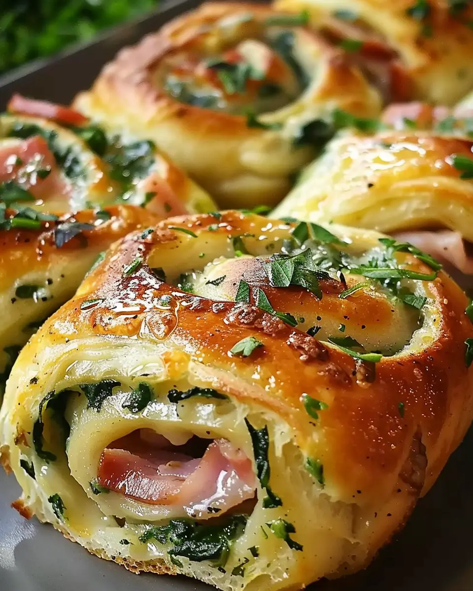Spinach Ham Breakfast Rolls: Easy Recipe with Turkey Bacon and Chicken Ham