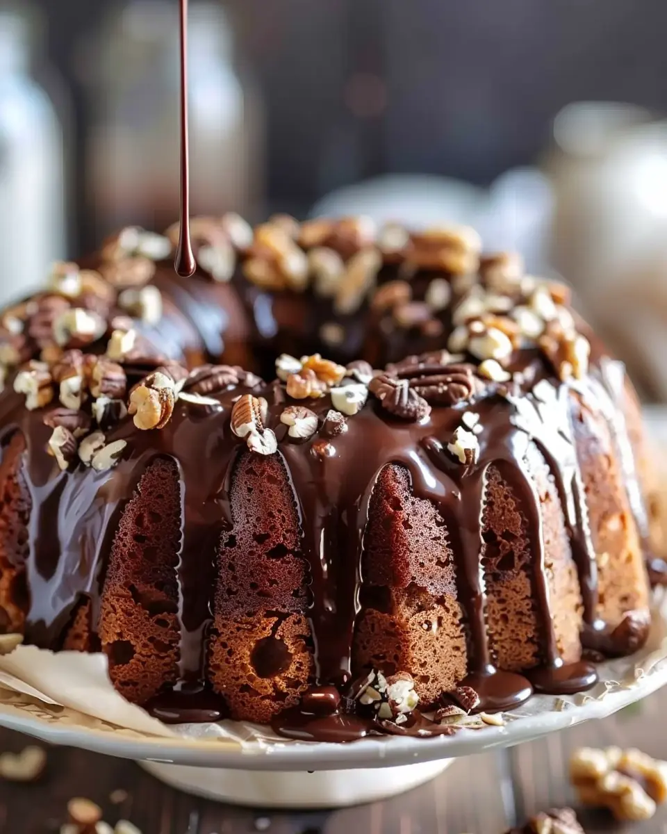 Decadent Hazelnut Bundt Cake with Espresso & Chocolate Glaze