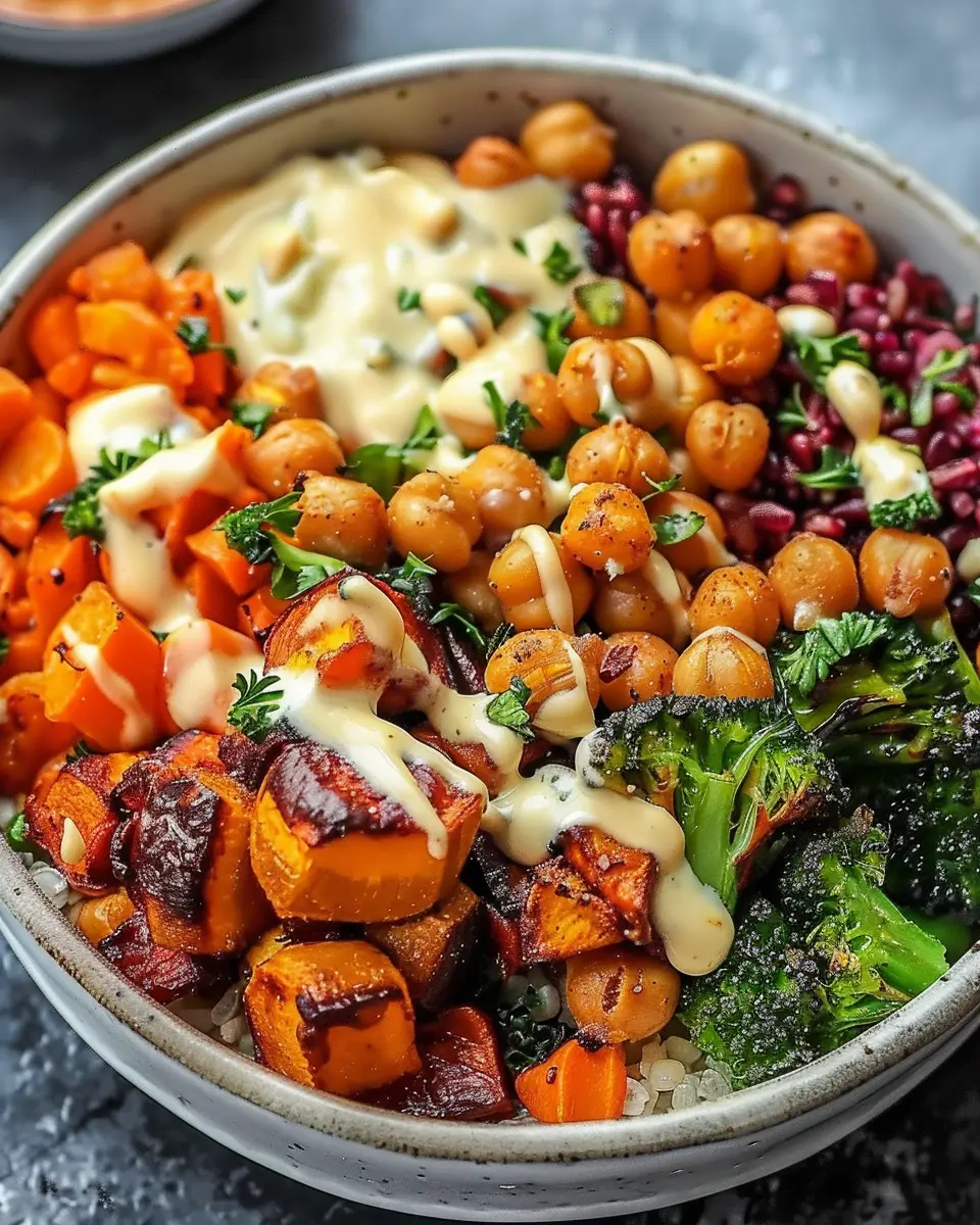Irresistible Roasted Veggie Chickpea Bowls with Maple Dijon Bliss