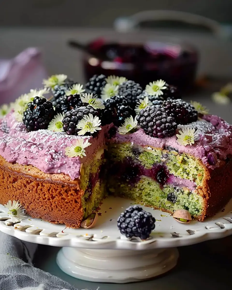 Pistachio and Blackberry Olive Oil Cake Recipe: An Indulgent Treat
