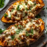 Beef and Cheese Stuffed Sweet Potatoes