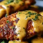 Pretzel Chicken with Mustard-Cheddar Sauce
