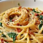 Spaghetti & Spinach with Sun-Dried Tomato Cream Sauce